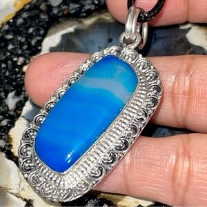 Blue Lace Agate Pendant 2 1/4”